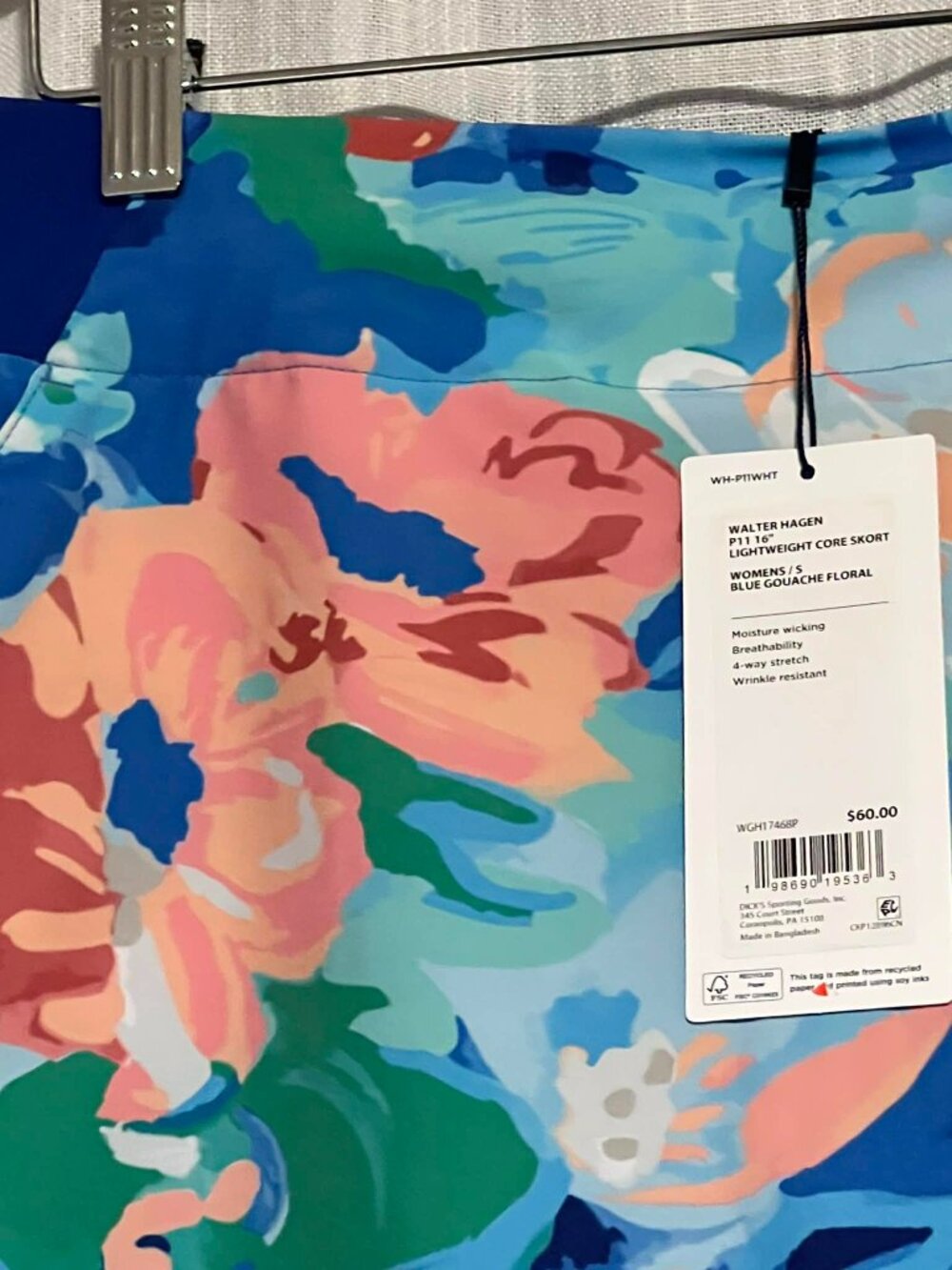 NWT Walter Hagen Pull-On Skort Blue Gouache Floral Size S - Picture 8 of 10